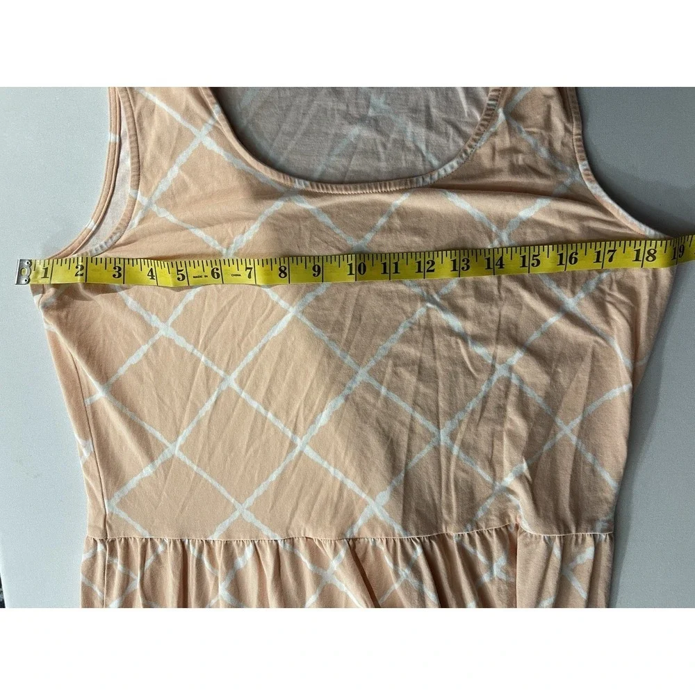 Lands' End Sleeveless Maxi Tiered Dress Peach Cotton Jersey Knit Beach Sz Medium